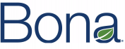 Bona logo featuring the name in blue with a green leaf design.