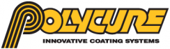 PolyCure logo featuring bold yellow letters with black accents for innovative coating systems.