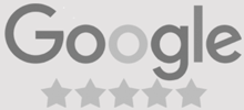Google logo with five gray stars below, indicating ratings.