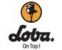 Loba logo with a stylized dancer in an orange circle and the text 'Loba. On Top!''