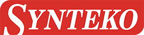 Logo of Synteko in bold white text on a red background.